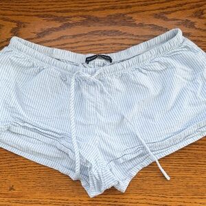 Brandy Melville Women's Light Blue Striped pajama shorts